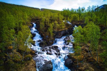 Bardu, Waterfall, mountains